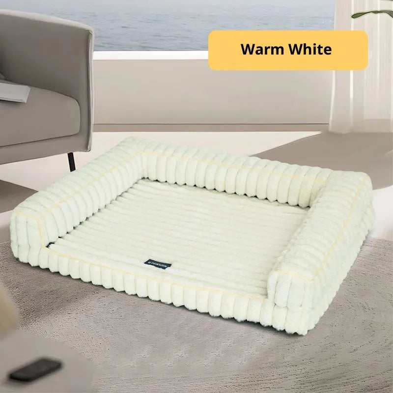 Corduroy cushion pet bed in dehaired angora fabric with removable cover for dogs