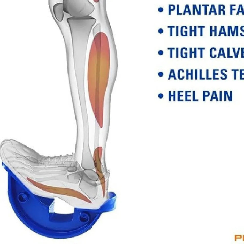 Blue ABS plastic lower leg stretching device with diagonal pedal and tension plate design for household use