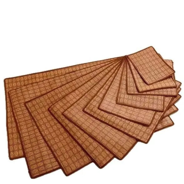 Brown rattan fibre cooling mat for dogs, shown in a large size.