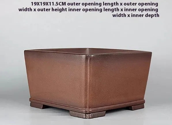 Brown handmade antique purple clay flower pot with classical design