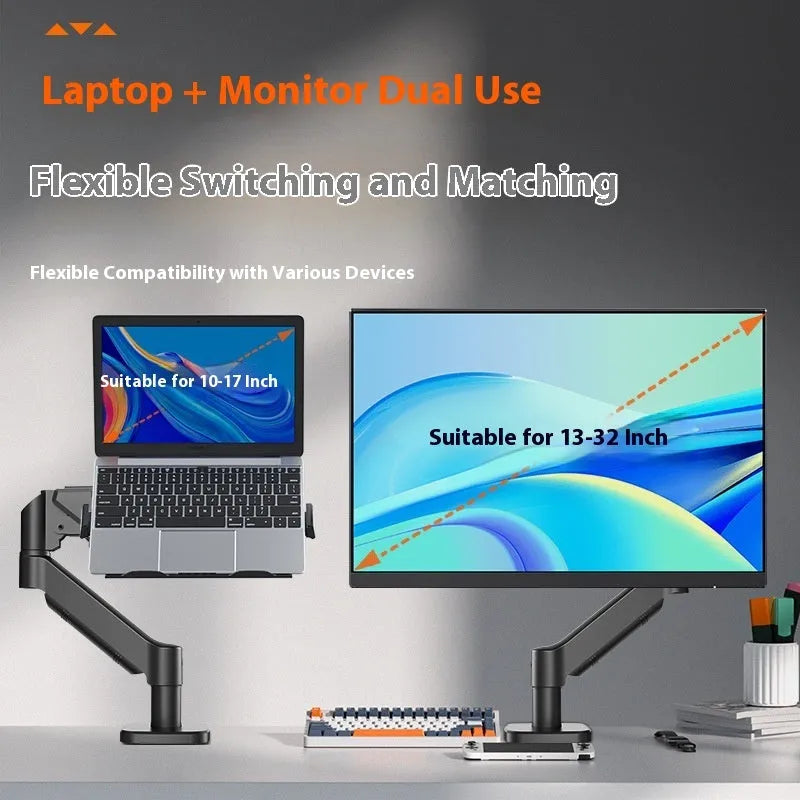 Aluminium alloy laptop support stand with suspended cooling bracket, 440mm x 330mm lifting type desk riser
