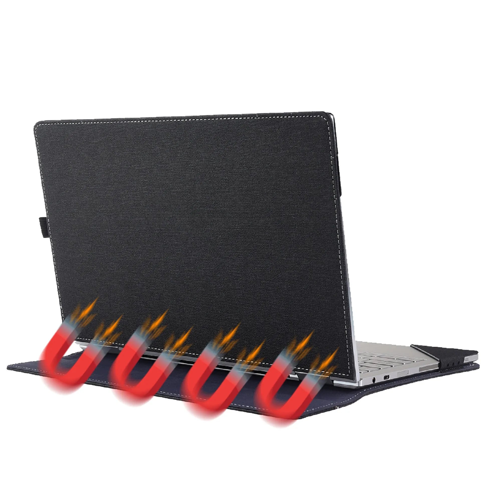 Black imitation leather protective sleeve for Microsoft Surface Laptop 6 with Chinese style bracket design