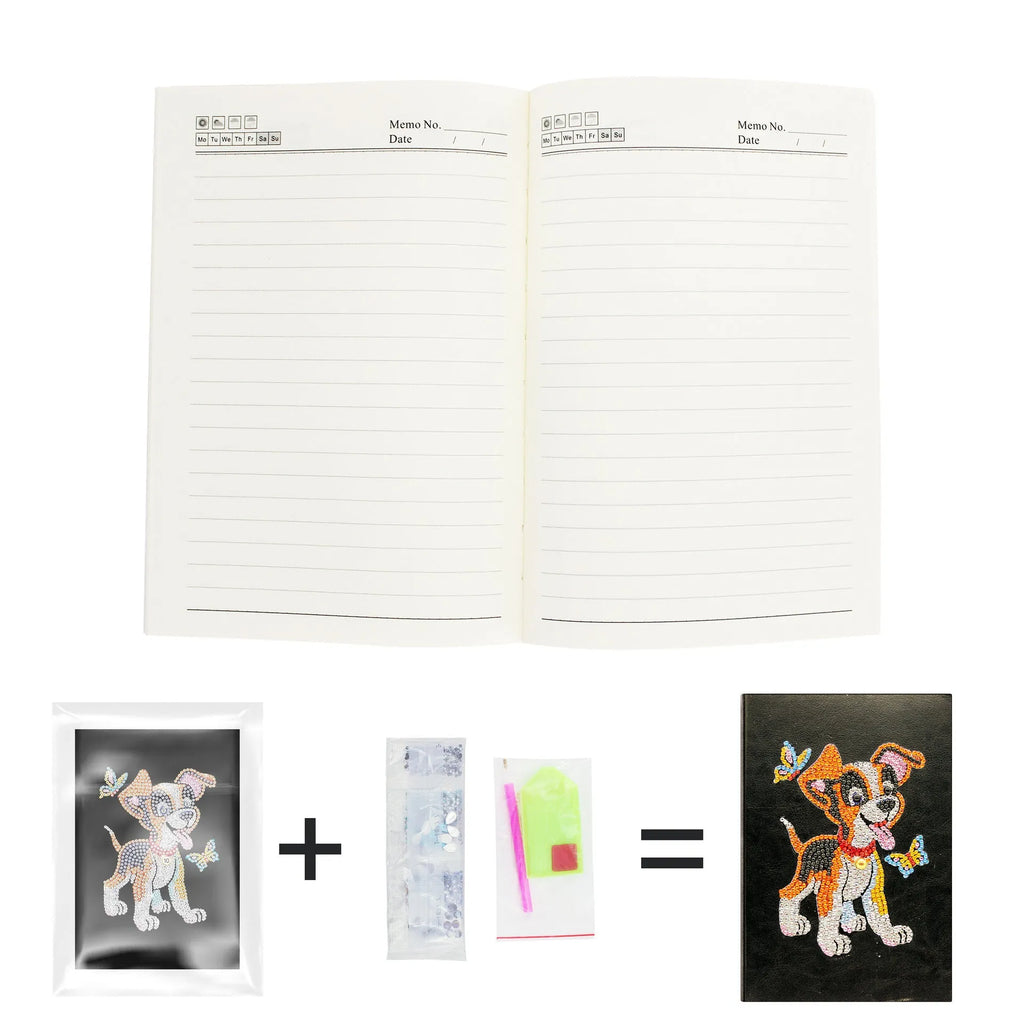 A5 diamond painting notebook with black cover, 50 pages, and 142x207x8mm dimensions
