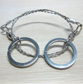 Stainless steel survival wire saw with pull rings showing 55cm cutting blade and extended 70cm total length