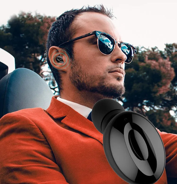 Black Bluetooth earphone with Bluetooth 5.0, 10 metre range, 120 hour standby, and NFC function