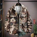 Personality brand casual lapel long sleeve shirt coat in a straight hem design, shown in a blue colour option.
