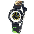 Children's dinosaur cartoon watch with round dial, PVC strap, available in multiple colours.