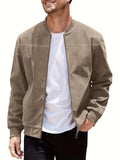 Men's plus size casual suede jacket in polyester with cotton lining and zipper closure