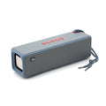 Square portable Bluetooth mini speaker in black with braided rope, dual speakers, and control buttons