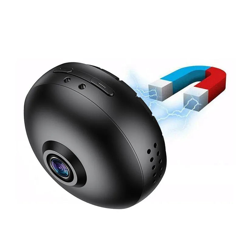 1080p wireless WIFI security camera with ABS housing and USB cable for power.