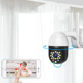 White plastic wireless waterproof dome surveillance camera for HD indoor and outdoor security monitoring.