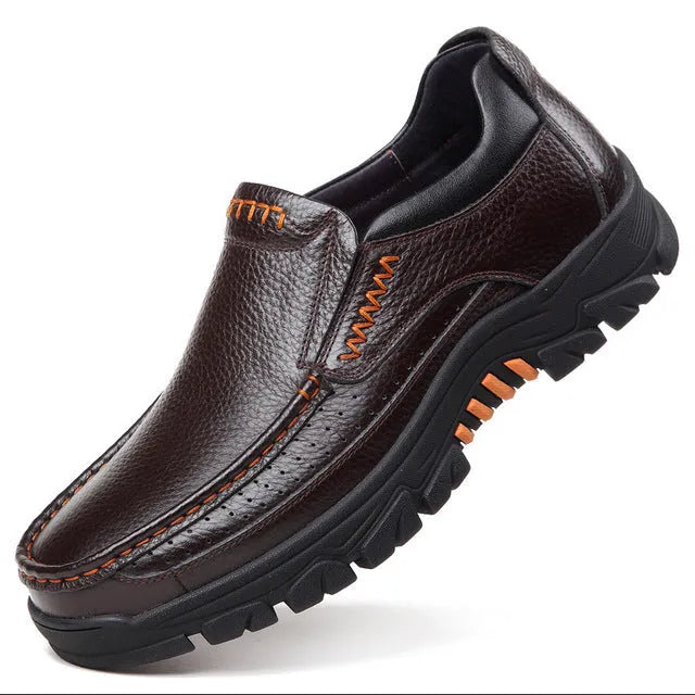 Black and brown business casual leather shoes with slip-resistant rubber soles