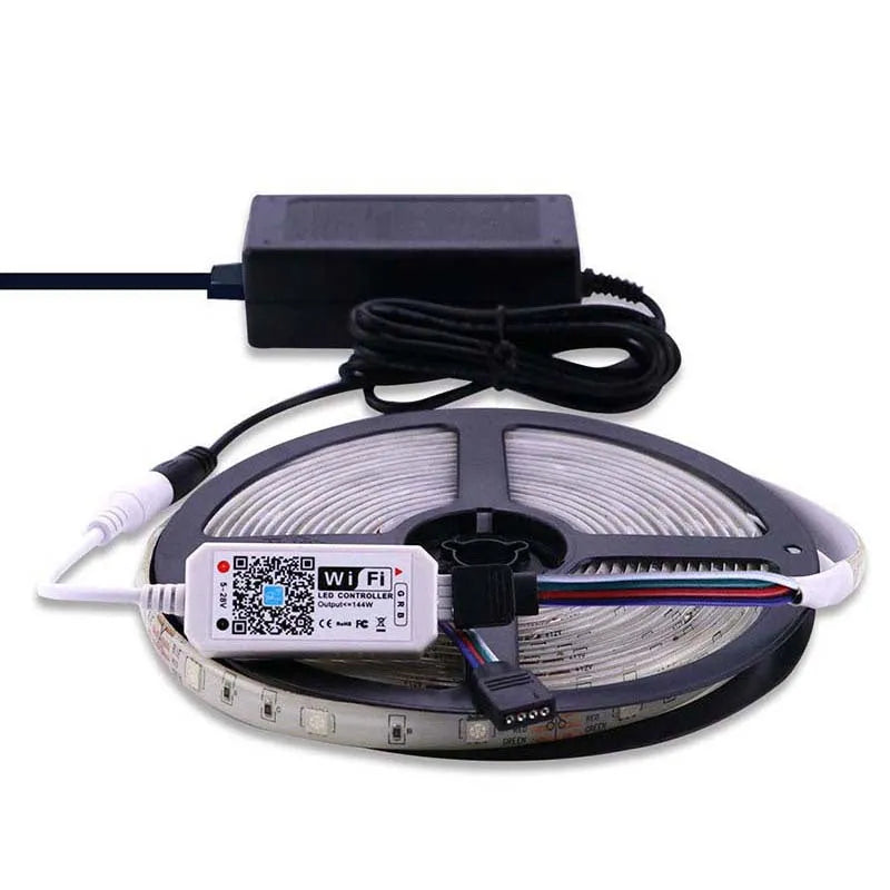White WiFi RGB LED light bar controller ZJ-MW-RGB with connection terminals.
