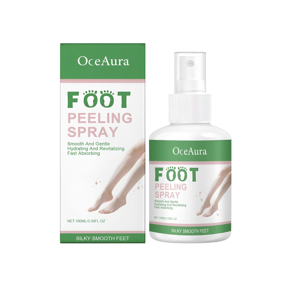 100ml foot exfoliating spray bottle with salicylic acid, hyaluronic acid and aloe vera extract