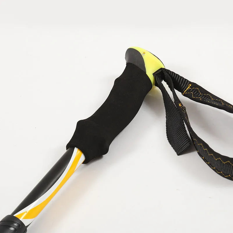 Folding telescopic trekking pole in aluminium alloy with adjustable length 36-130cm in black blue colour