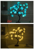 White and red rose LED table lamp with bonsai tree night lights and garland decoration