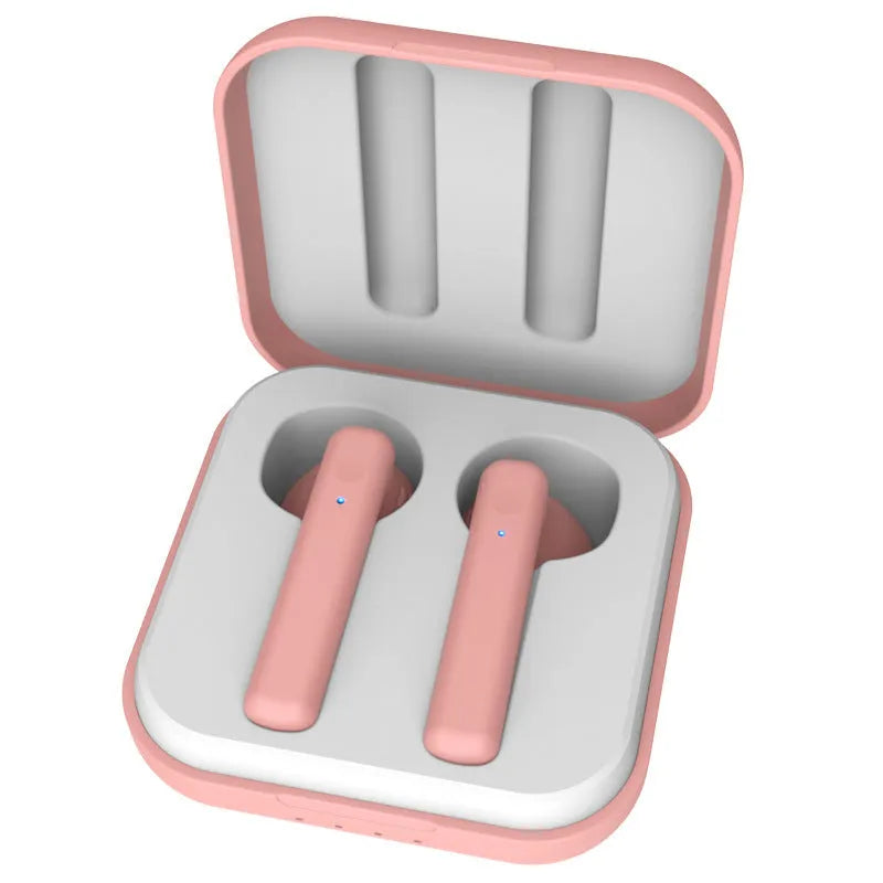 M1011 Macaron wireless sports headphones with charging case, available in Black, Green, Pink, Sky Blue and White
