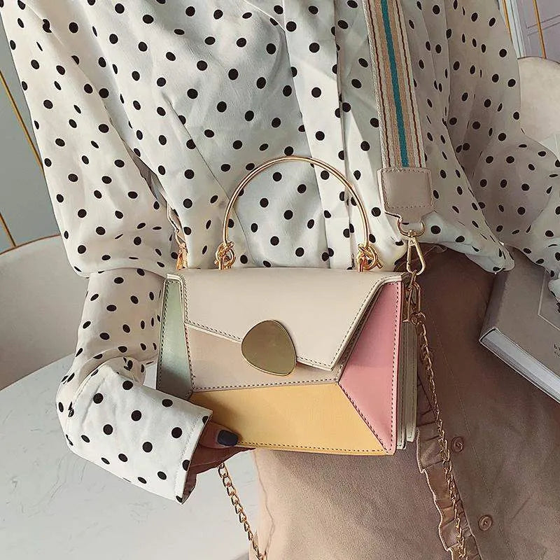 Korean crossbody bag PU material 20cm width black colour compact design