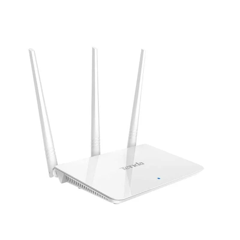White wireless router with dual-band 2.4GHz and 5GHz support for home broadband.
