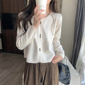 Women's long-sleeved acrylic cardigan coat in free size regular cut