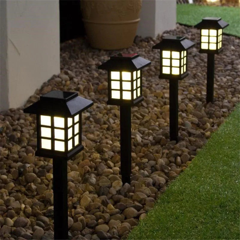 Solar square lawn light with IP44 LED, 85x360mm, in white/warm white/RGB for garden use