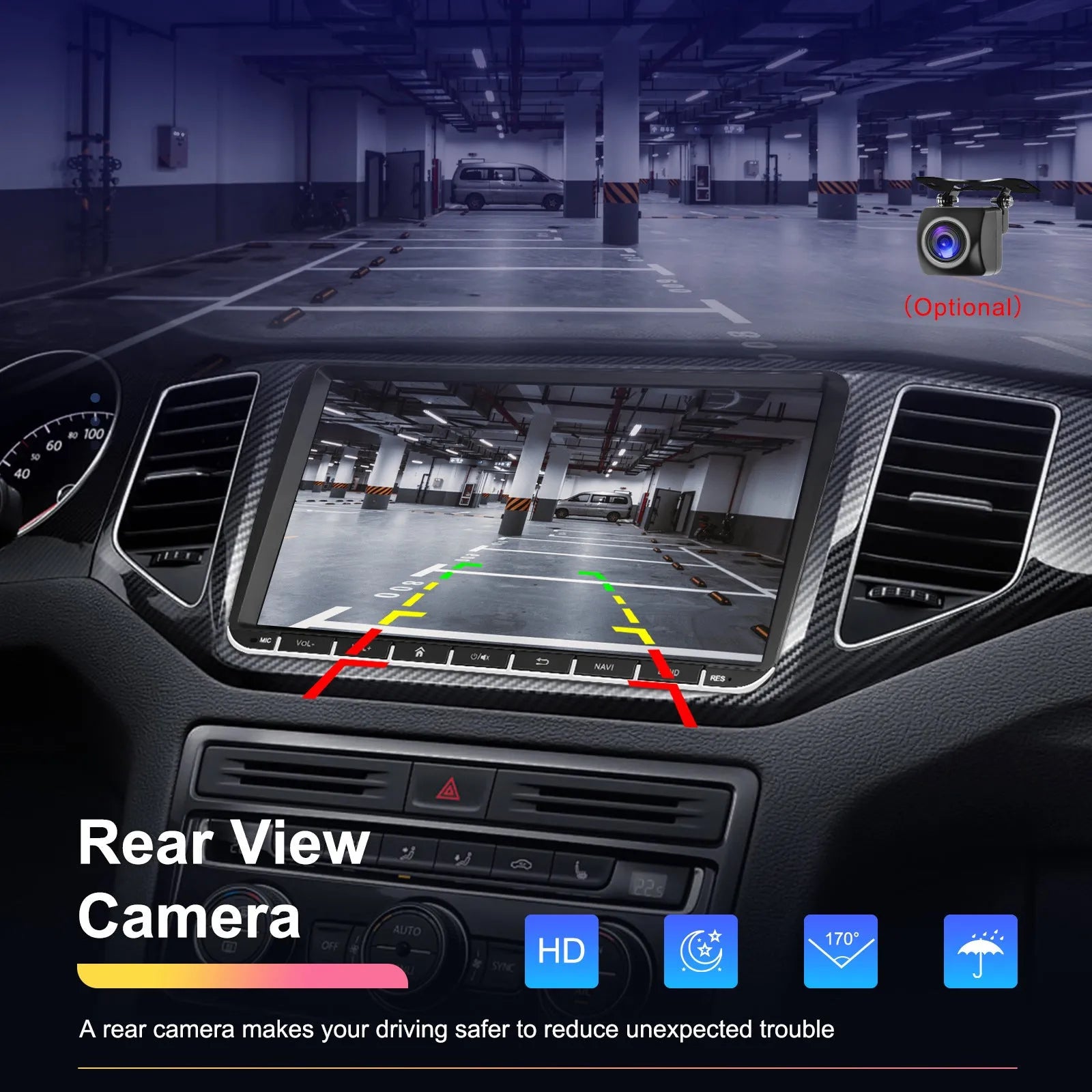 7-inch Android car head unit dashboard display showing GPS navigation map