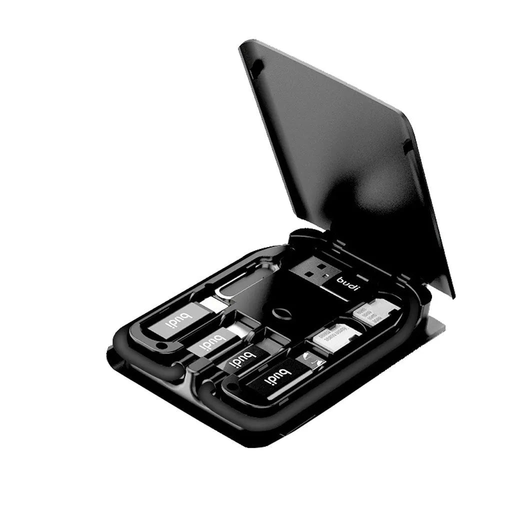 Black multifunction digital card with 0.3m cable, conversion headers, and card storage slots