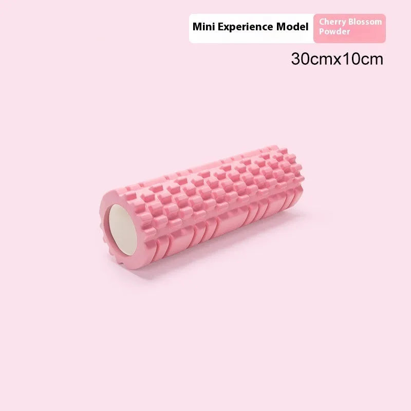 A firm EVA foam roller in a choice of colours like pink or black, shown in different sizes for fitness recovery.