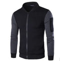 Men's patchwork sleeve jacket in black, grey or PU grey, sizes M to XXXL, chest 98 to 114 cm