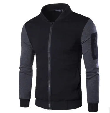 Men's patchwork sleeve jacket in black, grey or PU grey, sizes M to XXXL, chest 98 to 114 cm