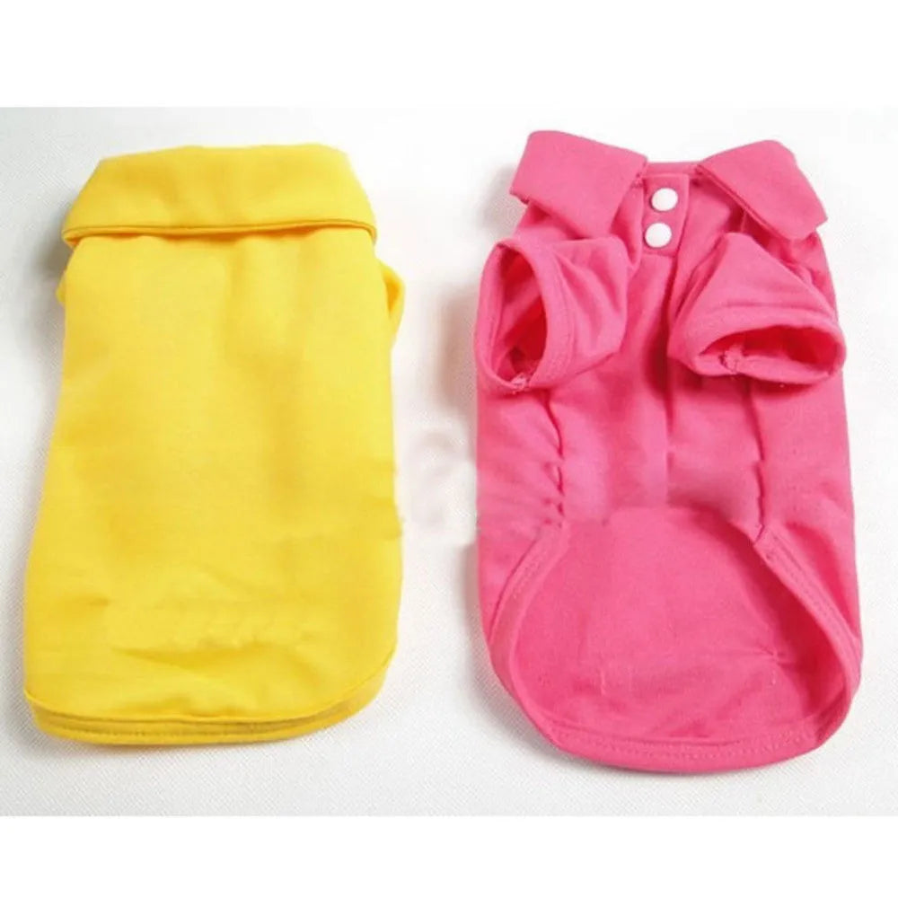 Dog polo shirt with lapel collar in solid colour, cotton blend, sizes XS to XL