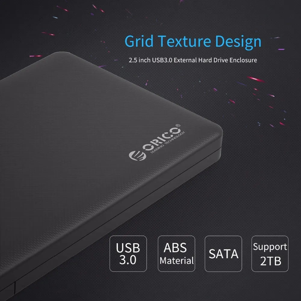 ORICO 2577U3 Black 2.5 inch SATA hard drive enclosure with USB 3.0 interface