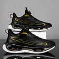 Men's low-top rotating button sneaker in black, light blue, or white and blue, with mesh or leather upper.