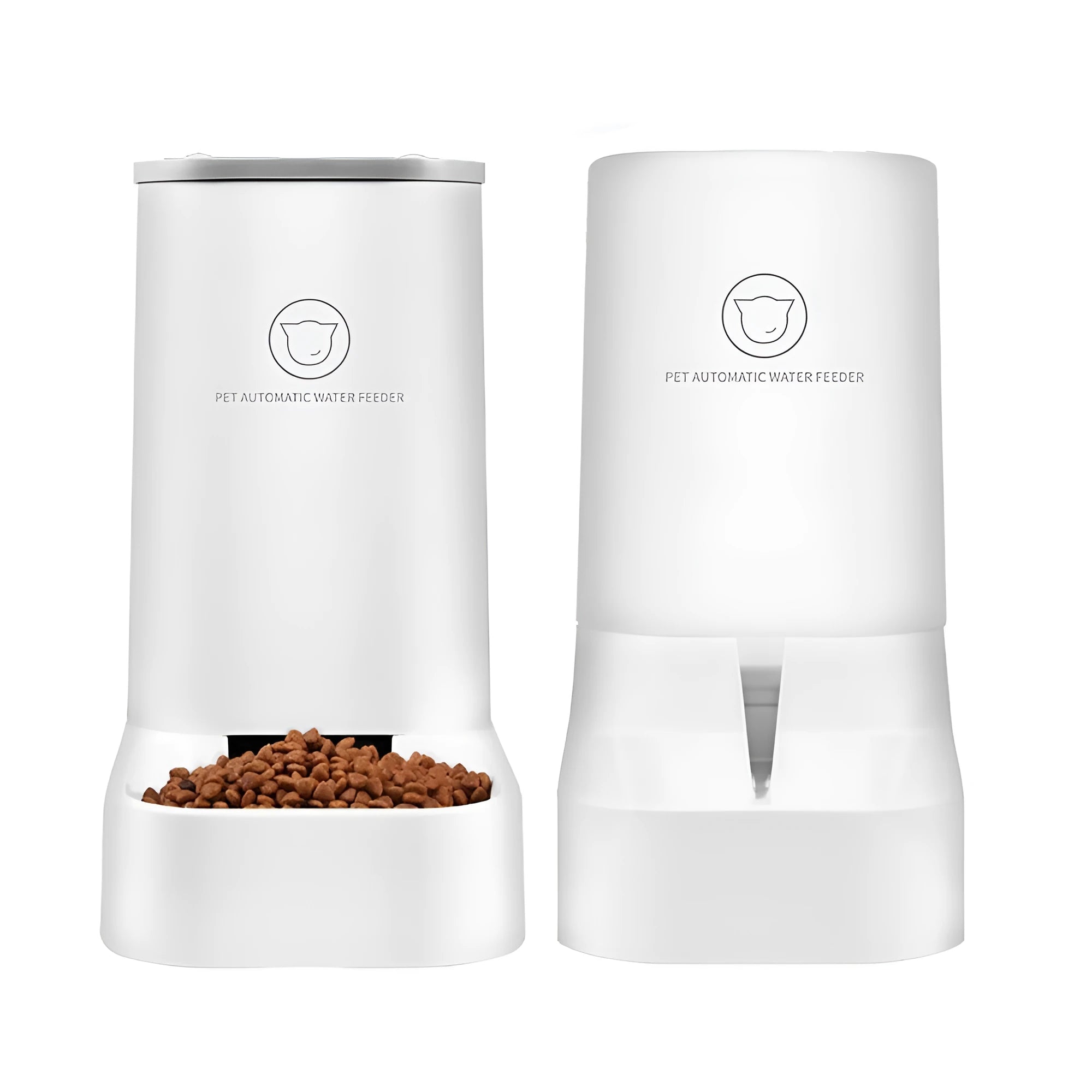 White large-capacity detachable pet automatic feeder and water fountain with 3.8L tank and food bowl