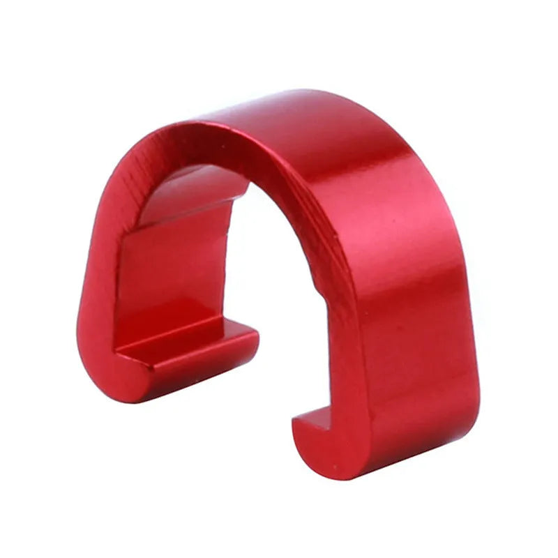 Pack of ten small aluminium alloy C-shaped buckles in assorted colours.