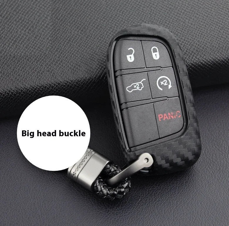 Silicone protective case with carbon fibre print for Dodge Chrysler Fiat car key fob