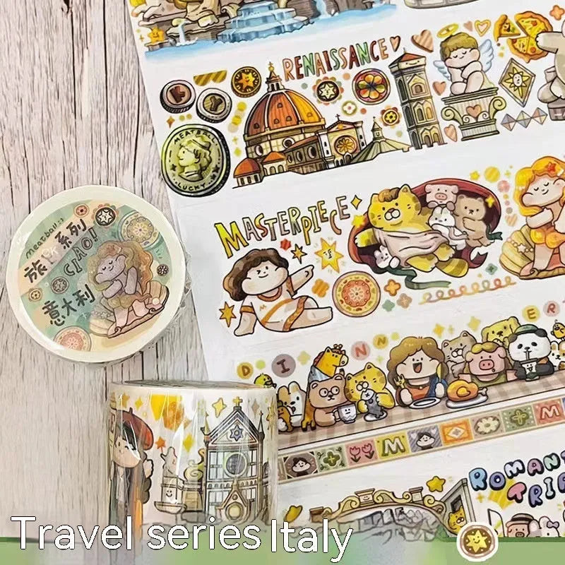 Colourful cartoon character stickers on Japanese paper for haemorrhoid tape packaging customisation