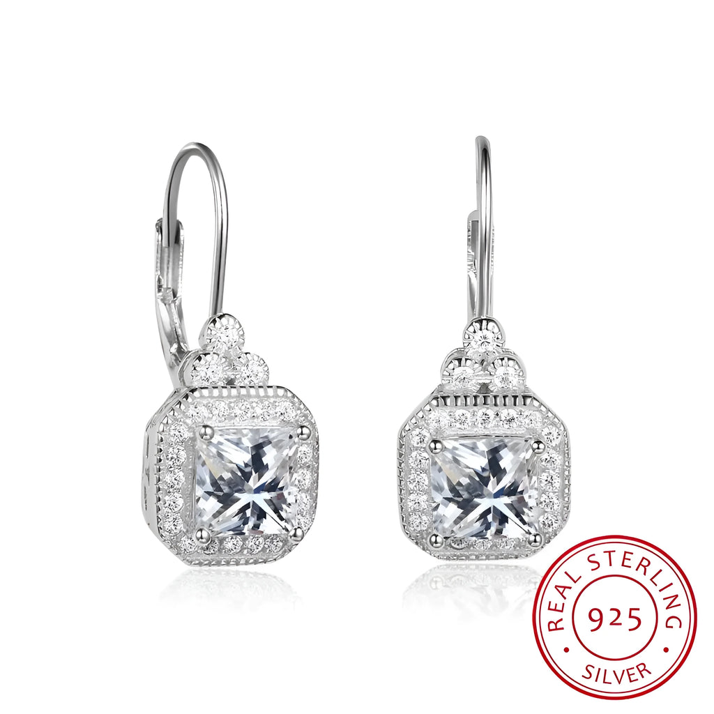 S925 sterling silver crown-shaped rhinestone earrings for women, silver gem inlay, colour EA102021