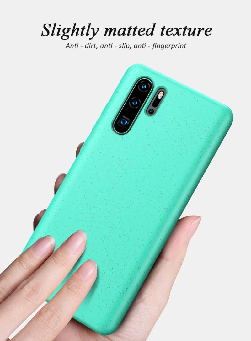Huawei P30 mobile phone case in TPU material showing multiple colour options.