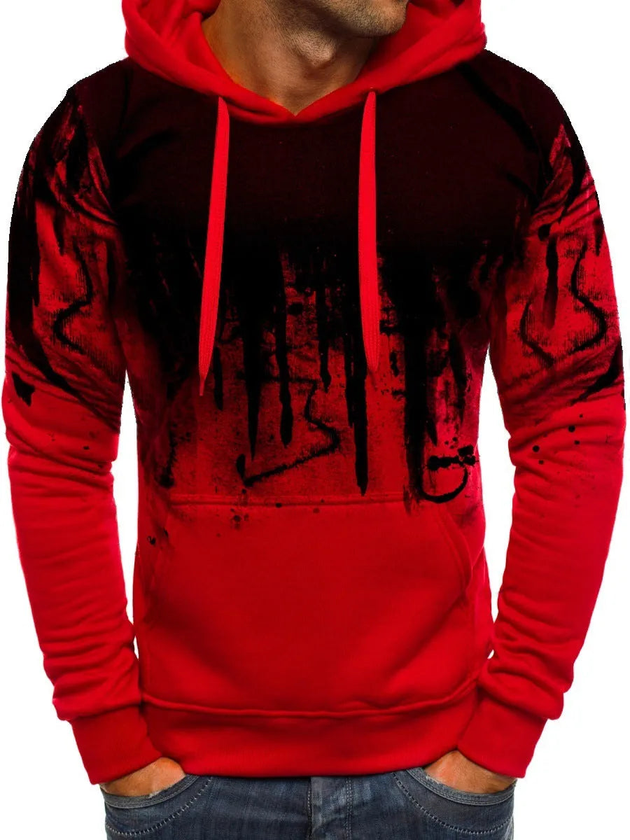Men's hoodie sweater in grey, long sleeves, 90% polyester fibre, casual pullover style, sizes S to 3XL