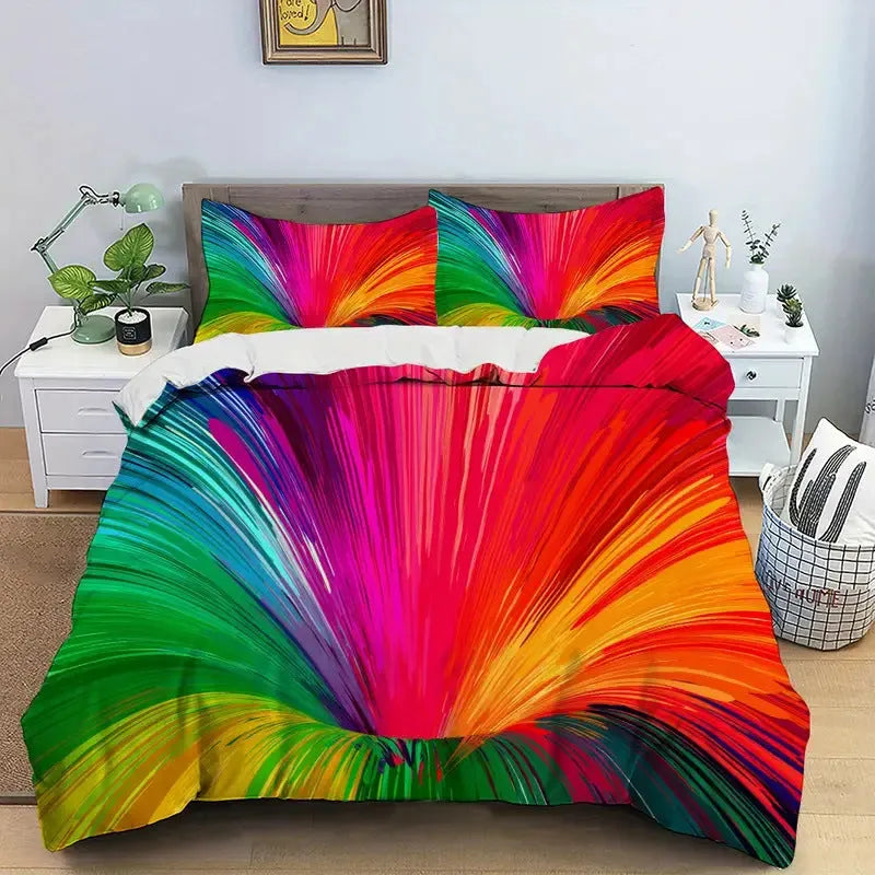Digital printing down quilt cover suit modern simplicity 3-piece set chemical fibre single colour pattern
