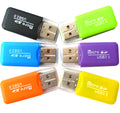 Mini USB card reader and SD adapter for TF and microSD memory cards.