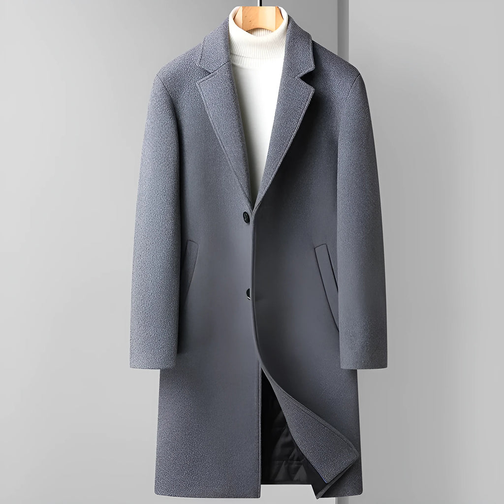 Men's woolen coat Korean business style regular fit autumn black colour front view