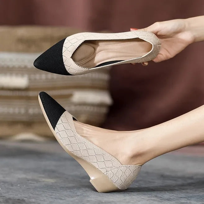 Women's flyknit casual wedge shoes in multiple colours with 3-5cm mid-heel and rubber sole