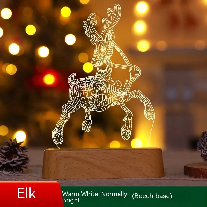 Acrylic Christmas LED night light with 3D holiday designs