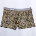 Men's leopard print boxer shorts in loose fit mid waist design