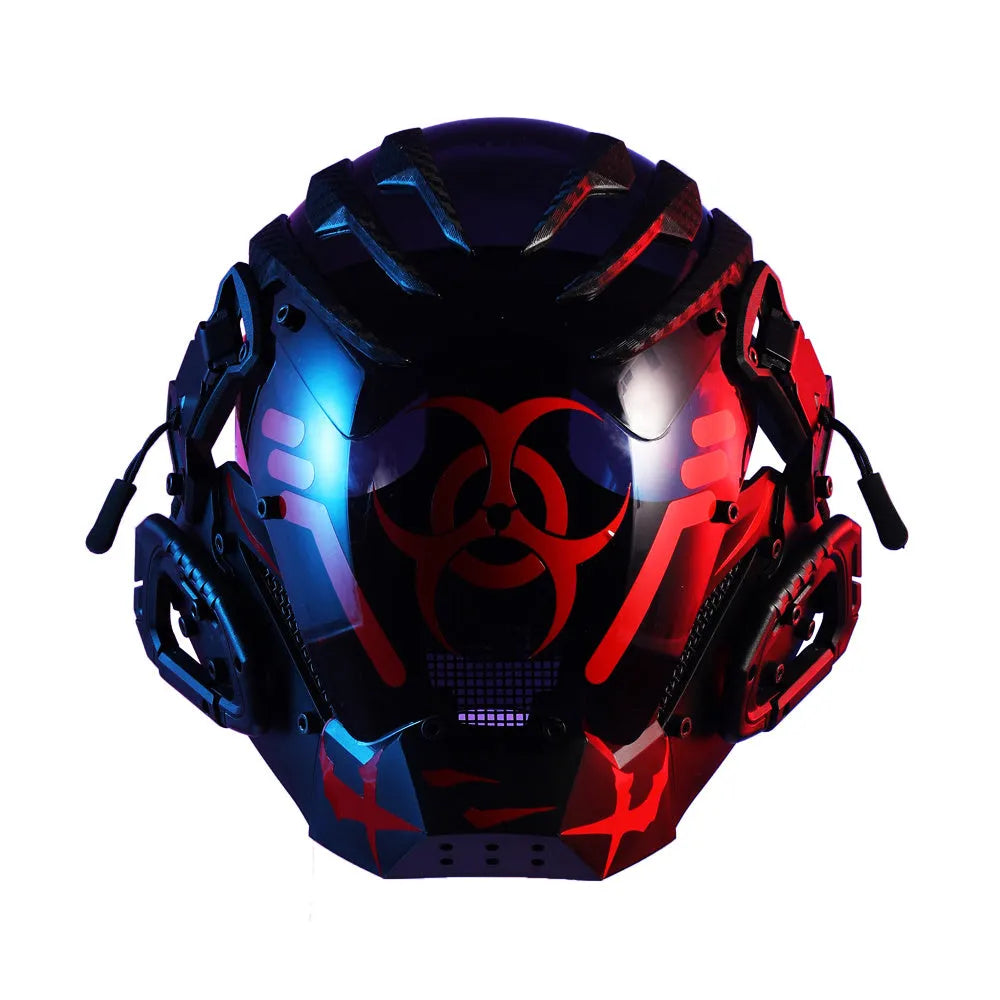 Black CYBER04 full face tech prop helmet mask for cosplay and costume parties