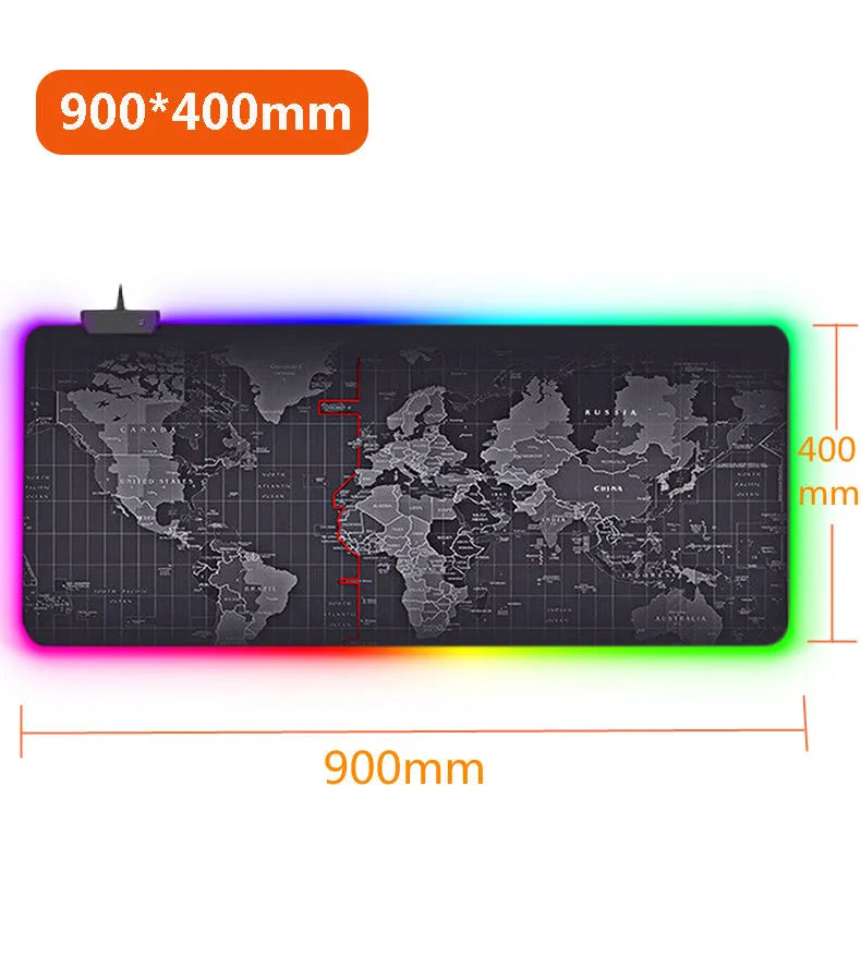 Large RGB luminous gaming mouse pad with colourful seaming and cloth waterproof surface