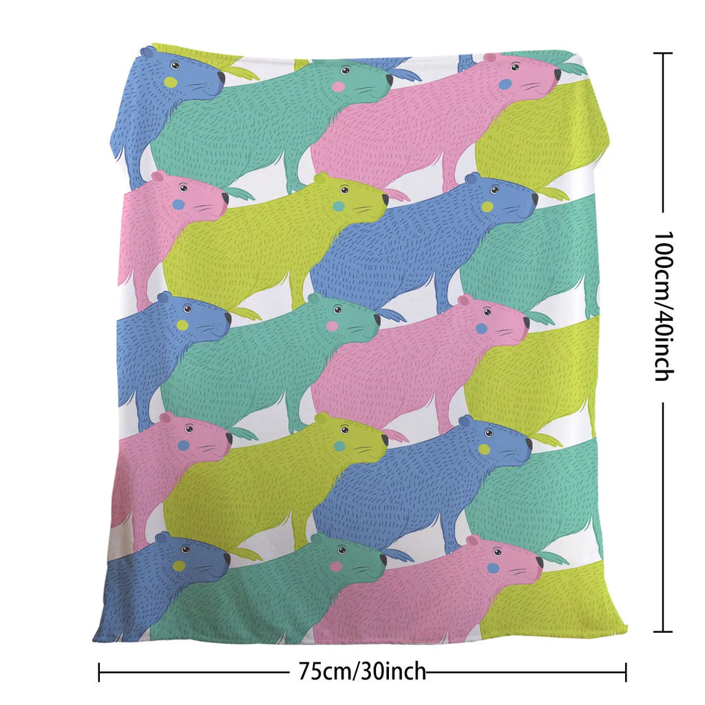 Pink flannel blanket with cartoon dolphin and pet theme pattern, 130x150cm size, soft throw