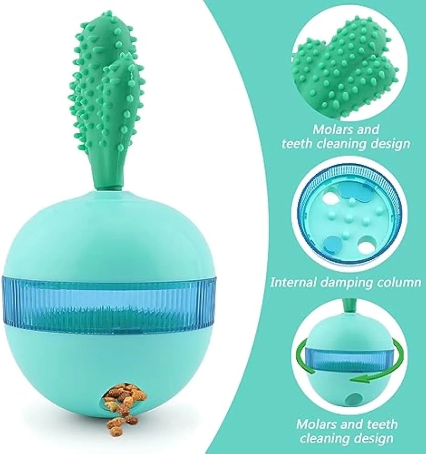 Blue durable rubber interactive treat dispensing ball dog toy